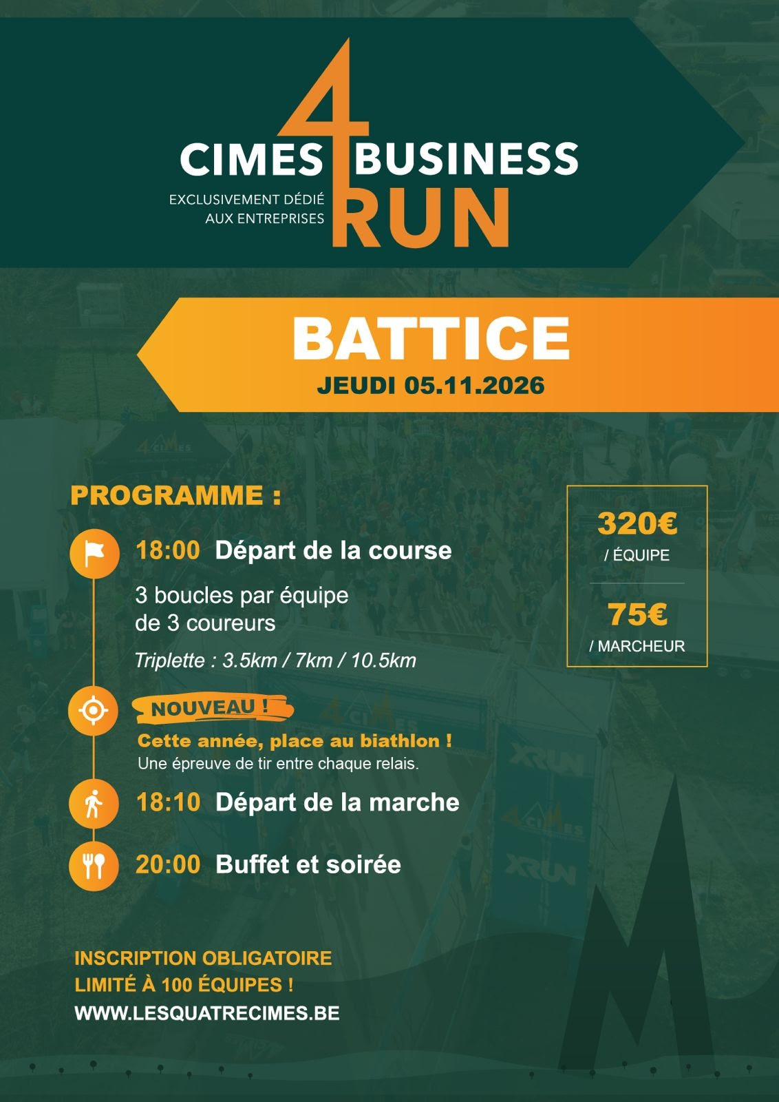 Flyer Cimes4Business Run — Battice, jeudi 05.11.2026